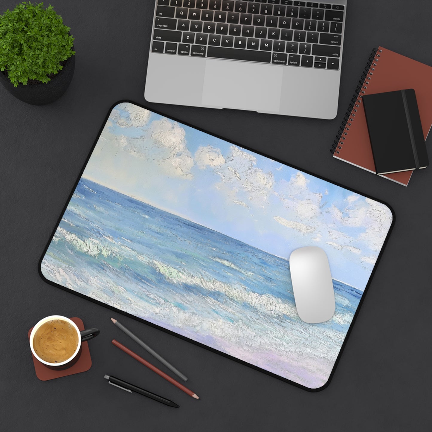 Serene Seascape Computer Desk Mat | Tranquil Ocean Mouse Pad | Anti-Slip Neoprene Desk Mat for Home Office | 3 Sizes Available