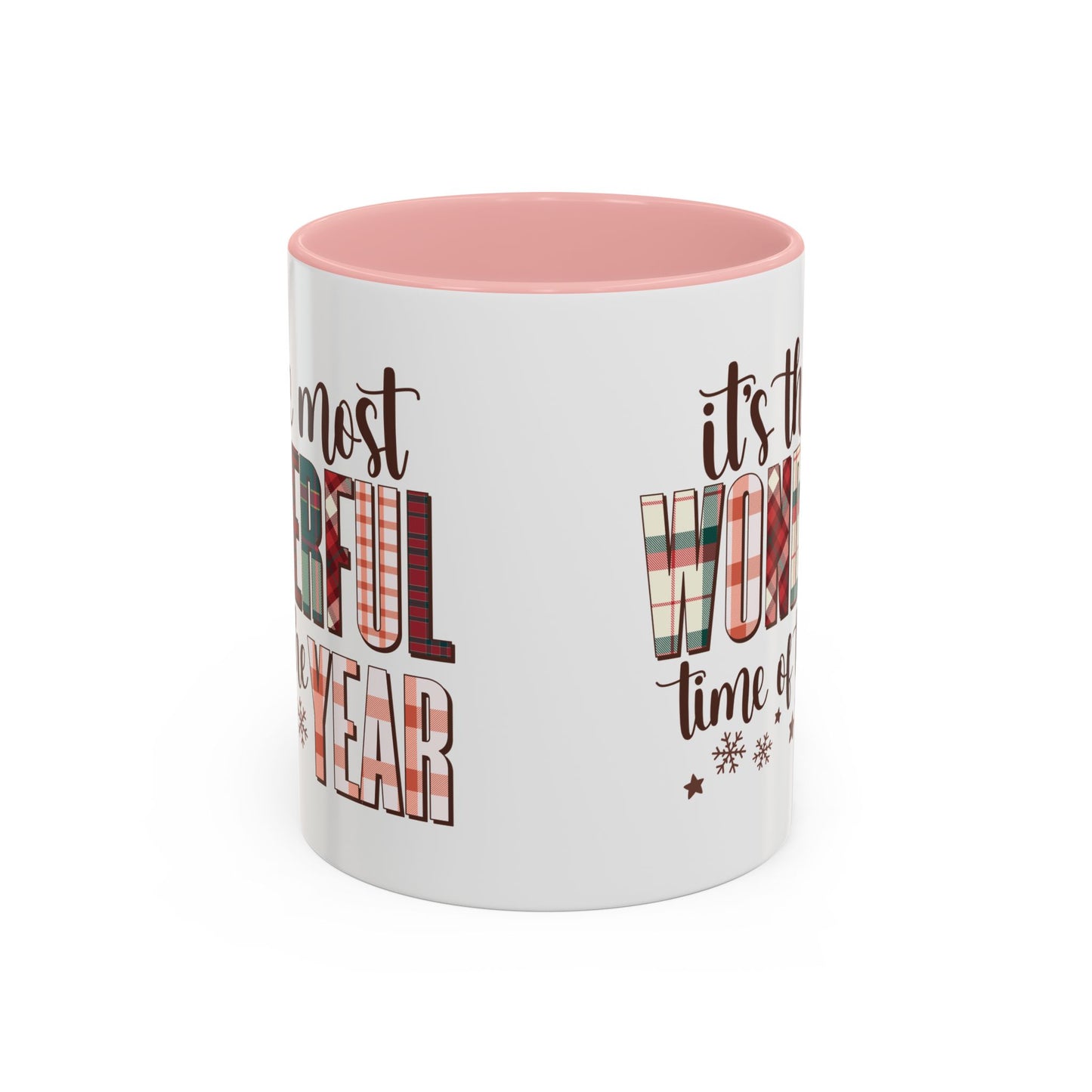 It's the Most Wonderful Time of the Year Christmas Mug | Plaid Text Holiday Design | Festive Winter Coffee Mug