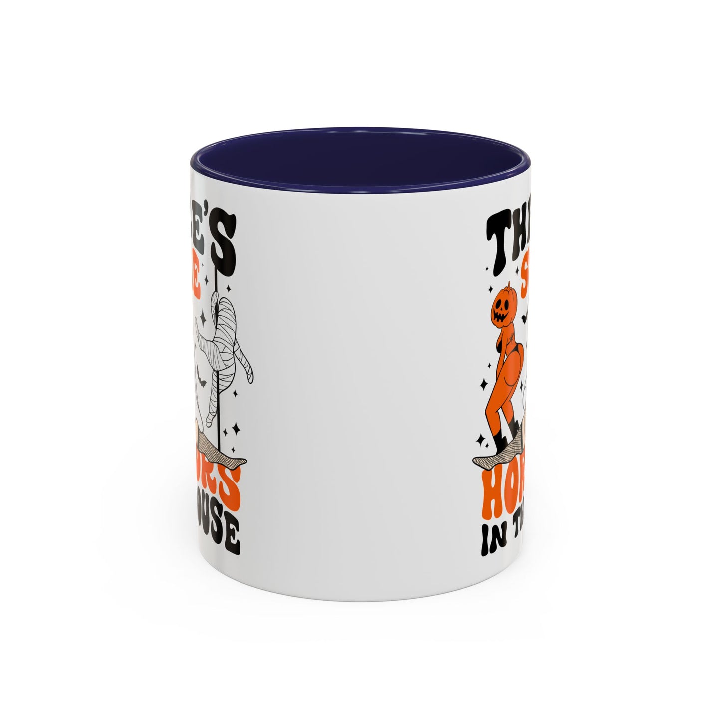 Theres Some Horrors in This House Funny Halloween Mug | 11oz and 15oz Ceramic Coffee Cup | Ghost and Pumpkin Design