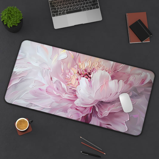 Elegant Pink Peony Desk Mat | Floral Art | Neoprene | Anti-Slip | 3 Sizes | Office Decor