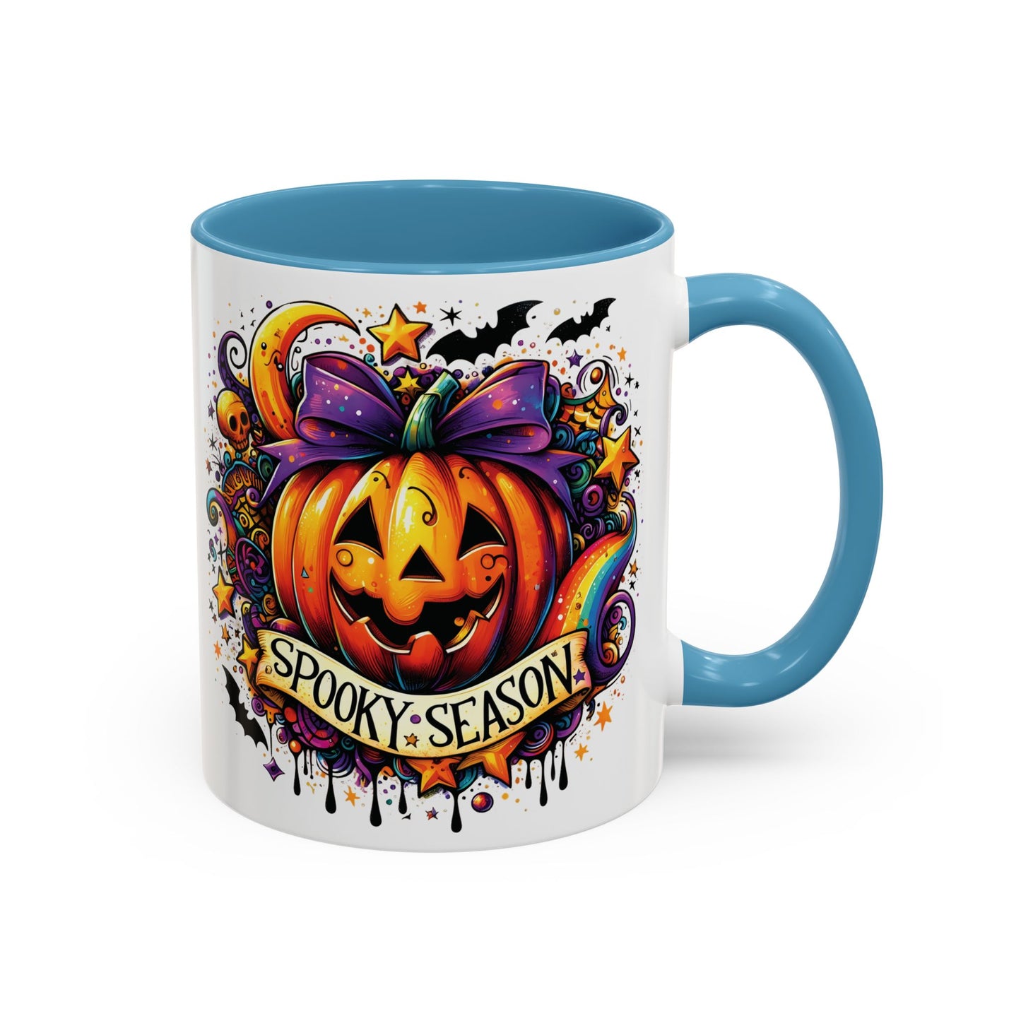 Spooky Season Halloween Mug | Colorful Pumpkin Design | 11oz and 15oz Ceramic Coffee Cup