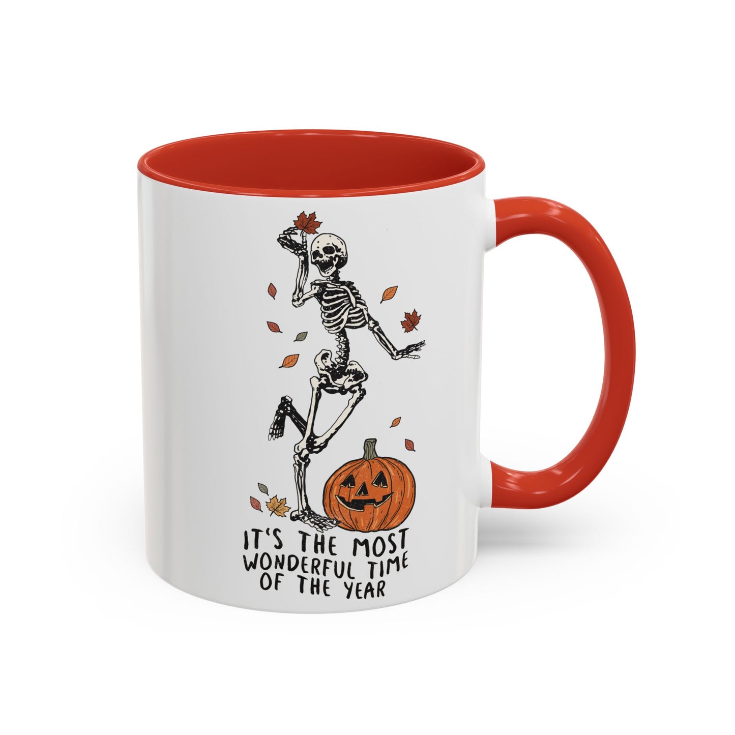 Most Wonderful Time of the Year Skeleton Mug | Funny Halloween Coffee Mug | Jack-o-Lantern Fall Drinkware | Spooky Season Gift