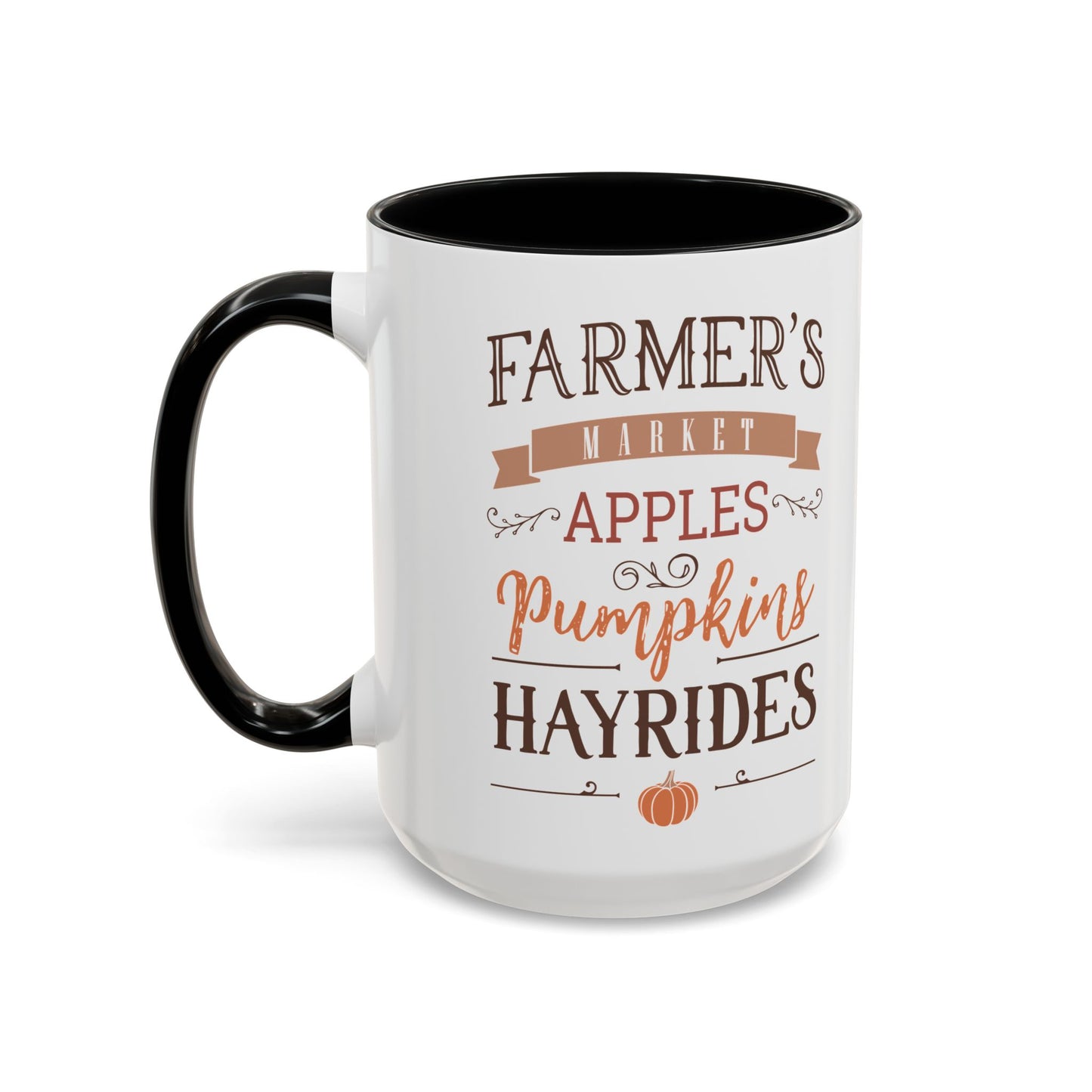 Farmers Market Fall Mug | 11oz and 15oz Ceramic Coffee Cup | Apples, Pumpkins, & Hayrides Autumn Design