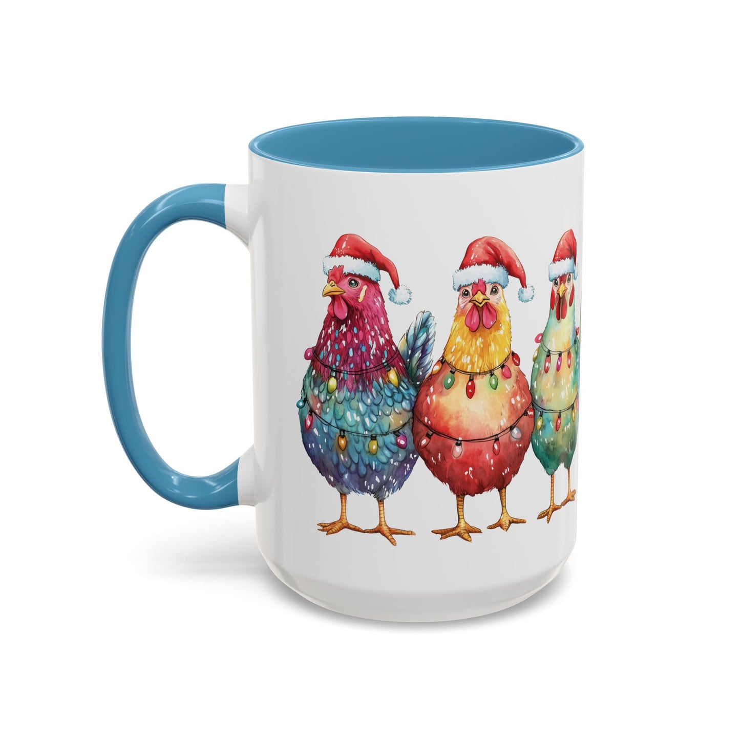 Christmas Chickens Mug - Festive Holiday Chicken Trio Design - Perfect for Farmhouse Christmas Decor