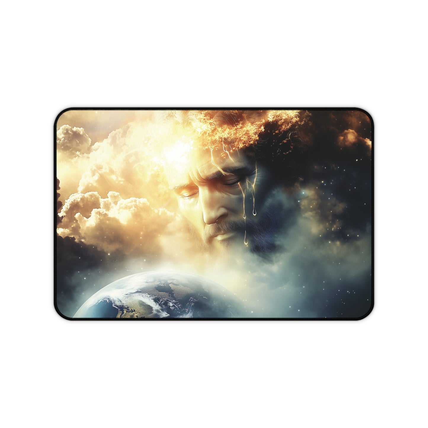 Compassionate Savior Desk Mat | Neoprene | Anti-Slip | Divine Christian Art Design | Office & Gaming Decor | 3 Sizes