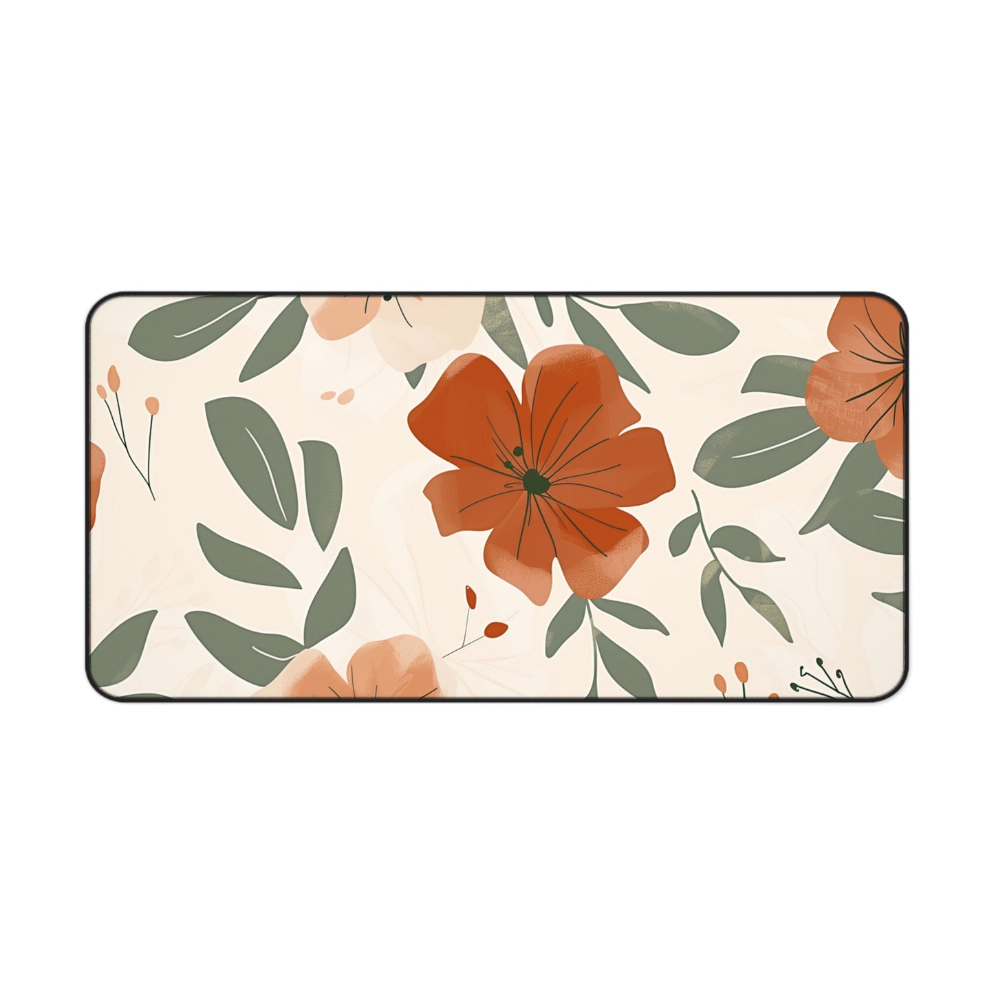 Rustic Floral Computer Desk Mat | Autumn Flowers Mouse Pad | Anti-Slip Neoprene Desk Mat for Home Office | 3 Sizes Available