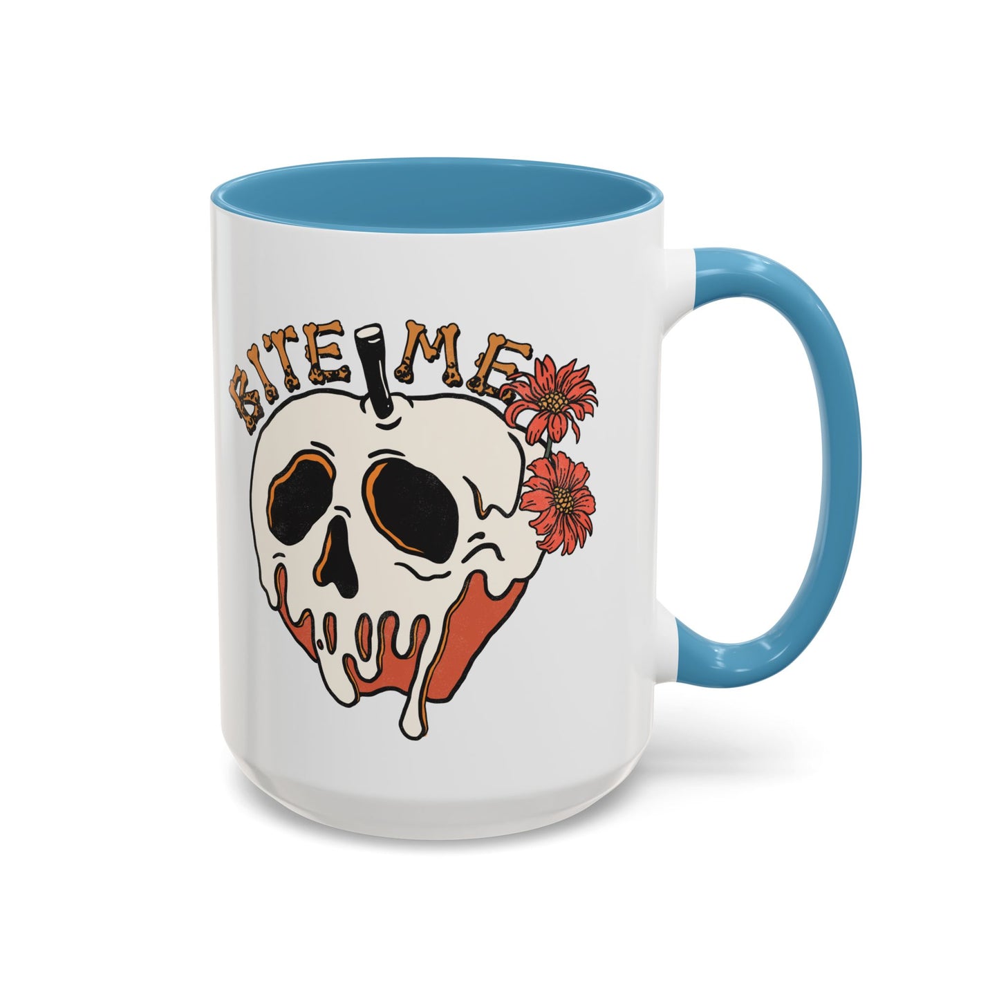 Bite Me Halloween Mug | Poison Apple Skull Design | Spooky Coffee Mug | Fall Drinkware | Gothic Gift Idea