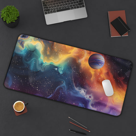 Cosmic Nebula Computer Desk Mat | Galactic Mouse Pad | Anti-Slip Neoprene Desk Mat for Home Office | 3 Sizes Available