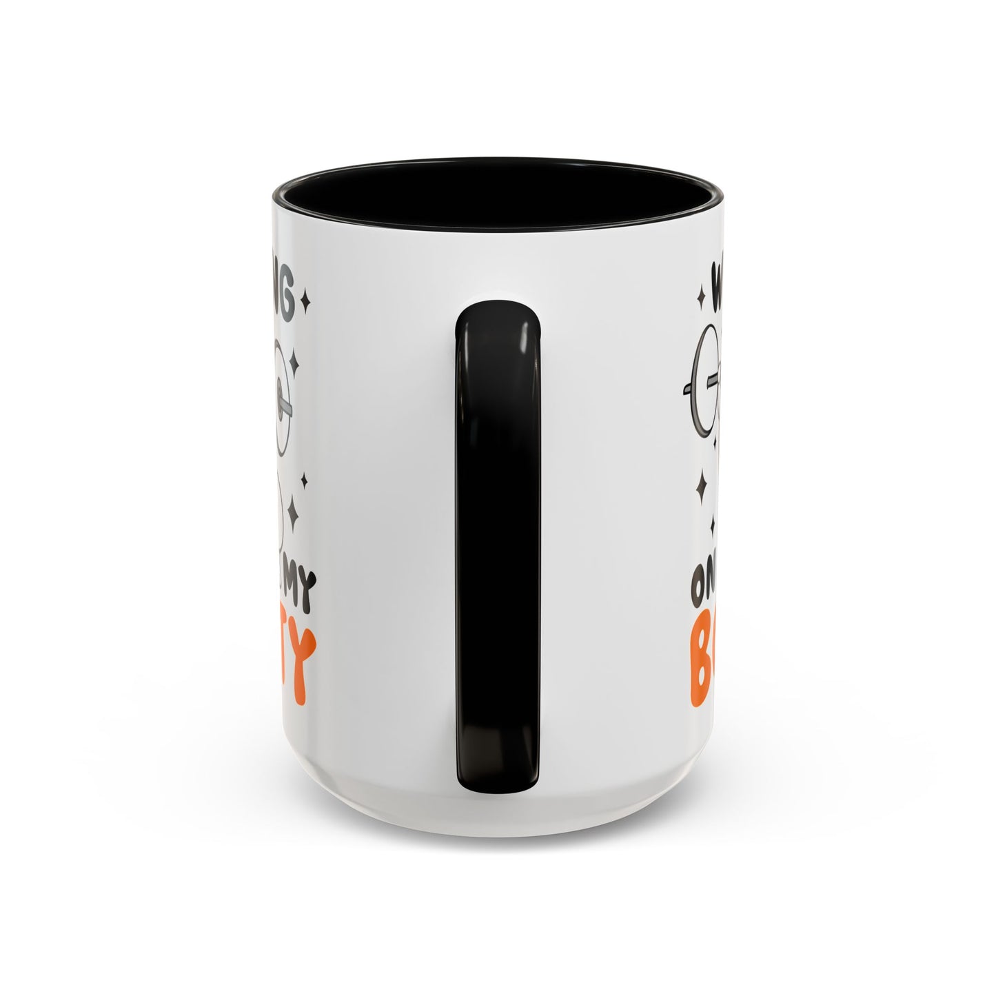 Working on My Boo-ty Halloween Ghost Mug | 11oz and 15oz Ceramic Coffee Cup | Fitness and Humor Design