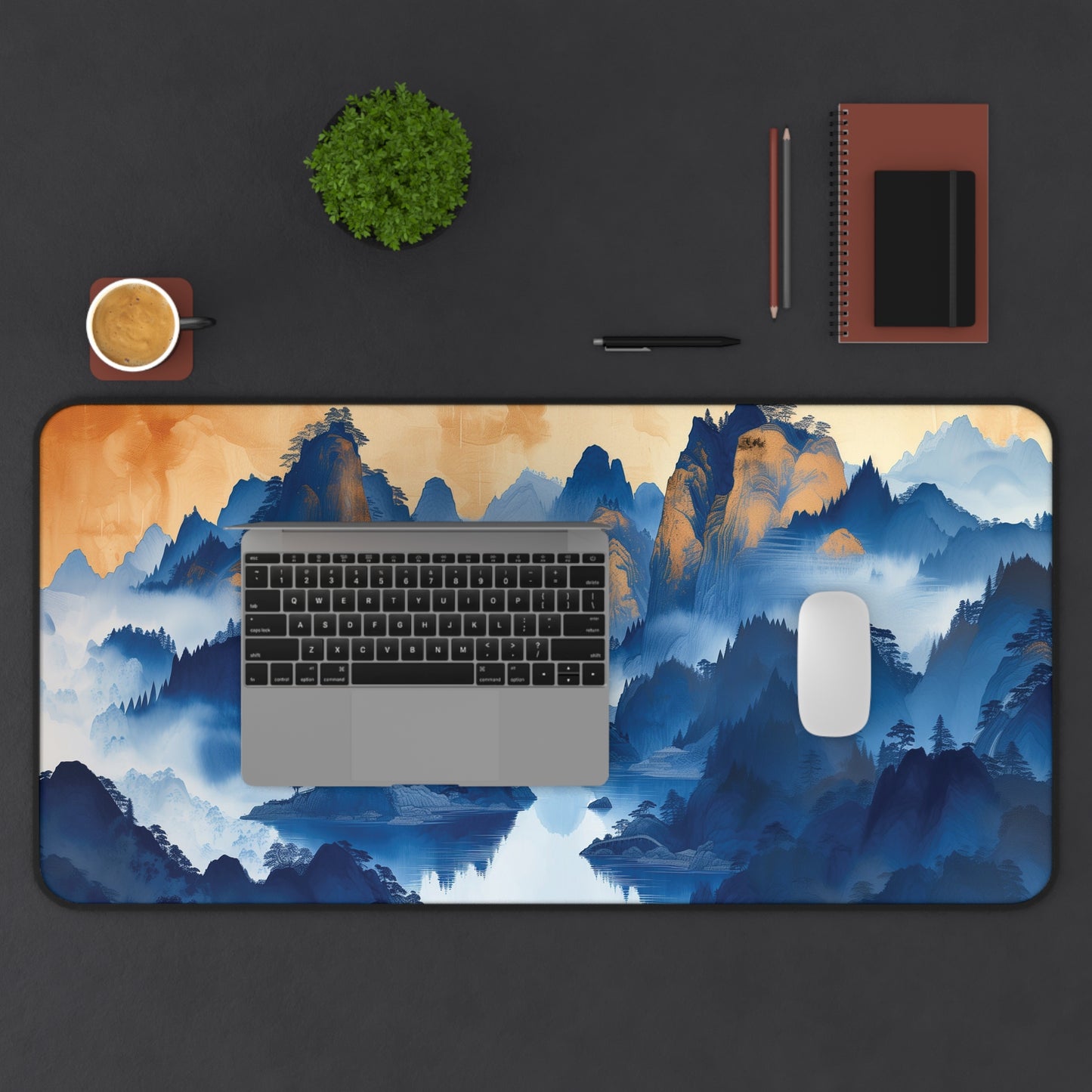 Serene Blue Mountains Desk Mat | Neoprene | Anti-Slip | 3 Sizes