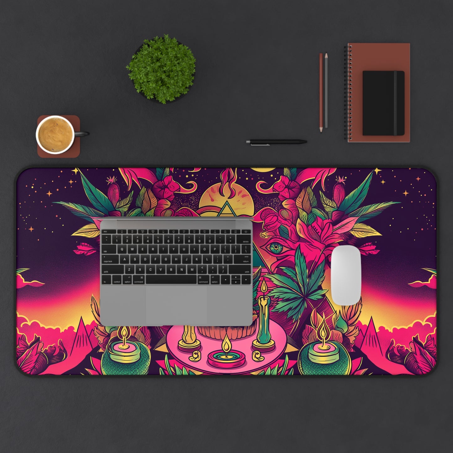 Mystic Vision Computer Desk Mat | Psychedelic Art Mouse Pad | Anti-Slip Neoprene Desk Mat for Home Office | 3 Sizes Available