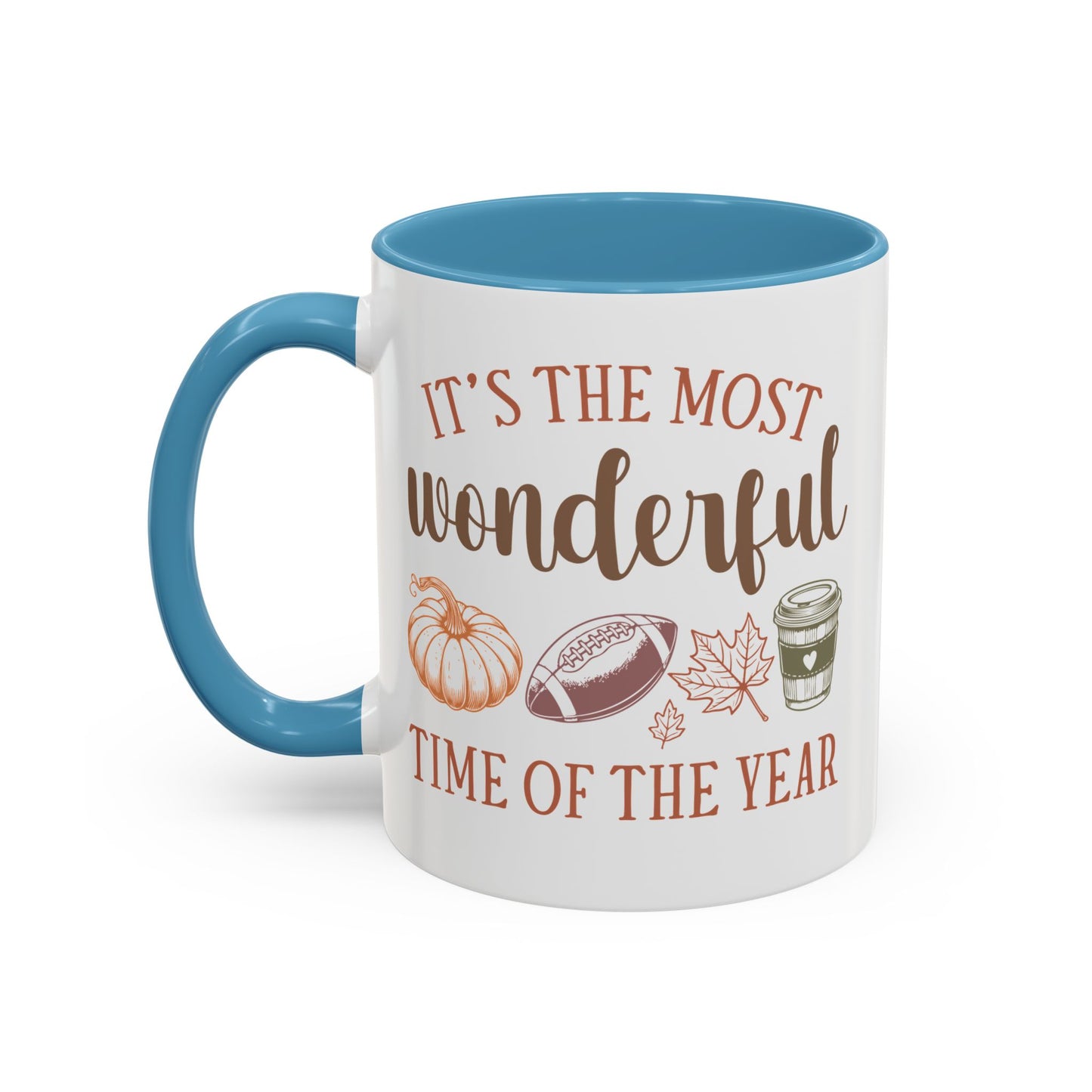 Most Wonderful Time of the Year Fall Mug | 11oz and 15oz Ceramic Coffee Cup | Autumn, Football & Pumpkin Design