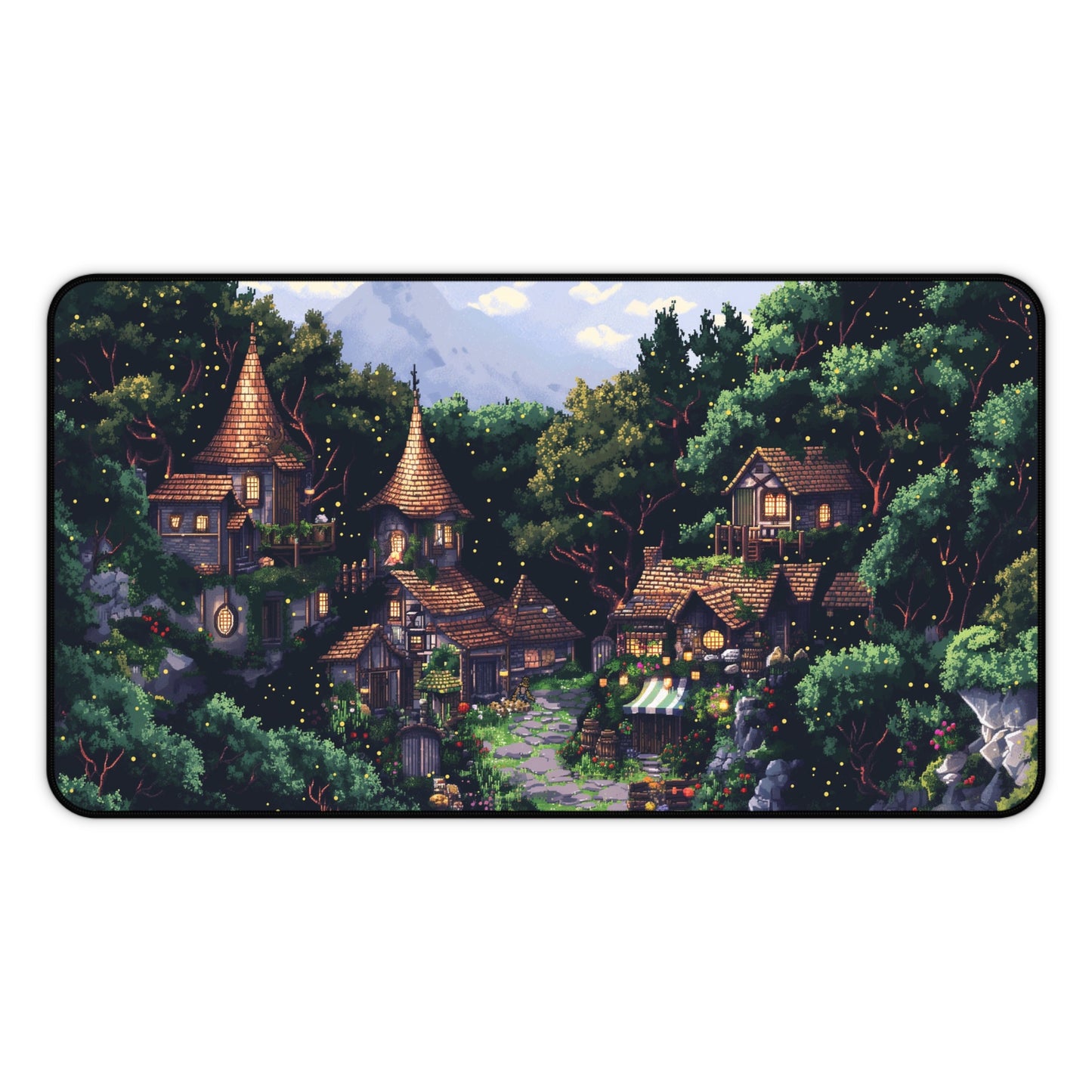 Fairy Tale Village Computer Desk Mat | Enchanted Forest Mouse Pad | Anti-Slip Neoprene Desk Mat for Home Office | 3 Sizes Available