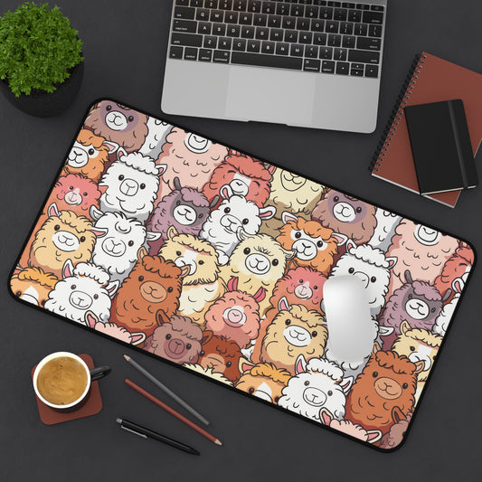 Colorful Llama Desk Mat - Customizable Neoprene Anti-Slip Mouse Pad - Cute Office Decor - Available in 3 Sizes