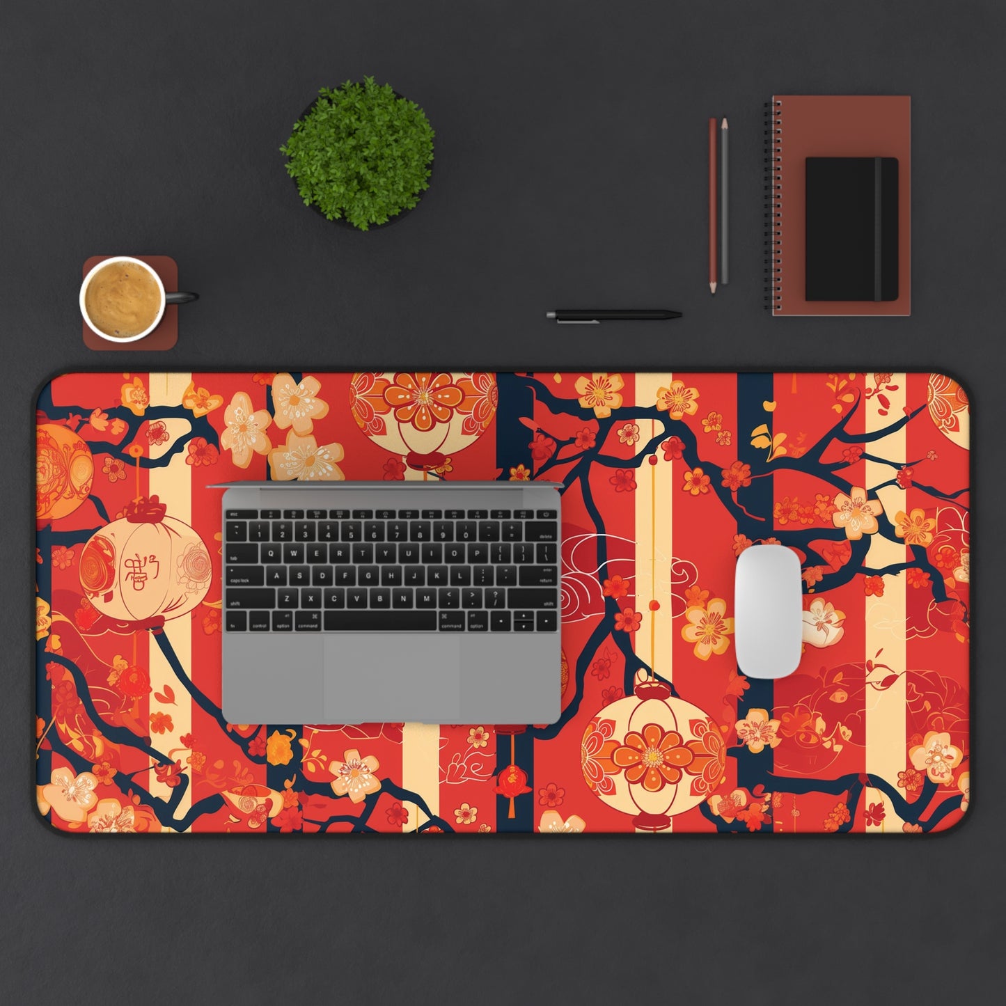 Asian Lantern Floral Mousepad, Gaming Mousepad, Large Mousepad, Keyboard Mouse Mat, Desk Pad for Work Game Home XL 3 Sizes