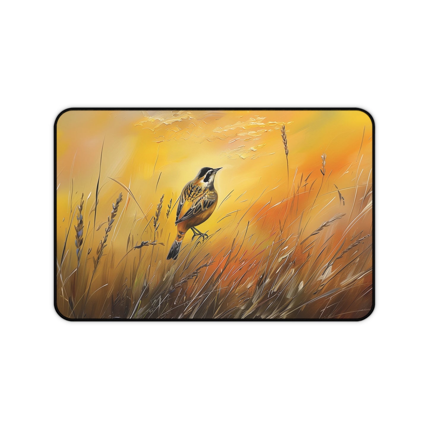 Bird in Meadow Desk Mat | Nature-Inspired Anti-Slip | 3 Sizes | Office Decor