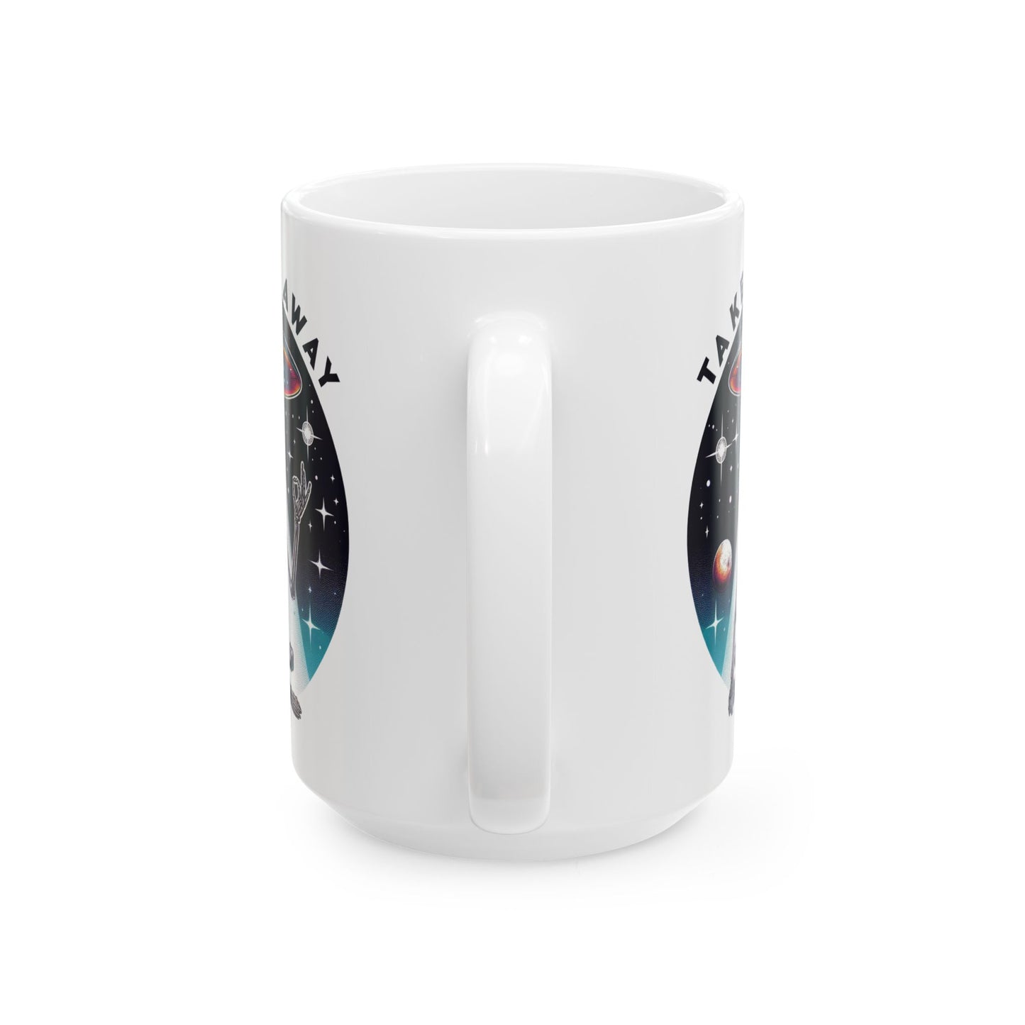 Take Me Away Skeleton UFO Mug | Alien Abduction Coffee Cup | Cosmic Relaxation Gift