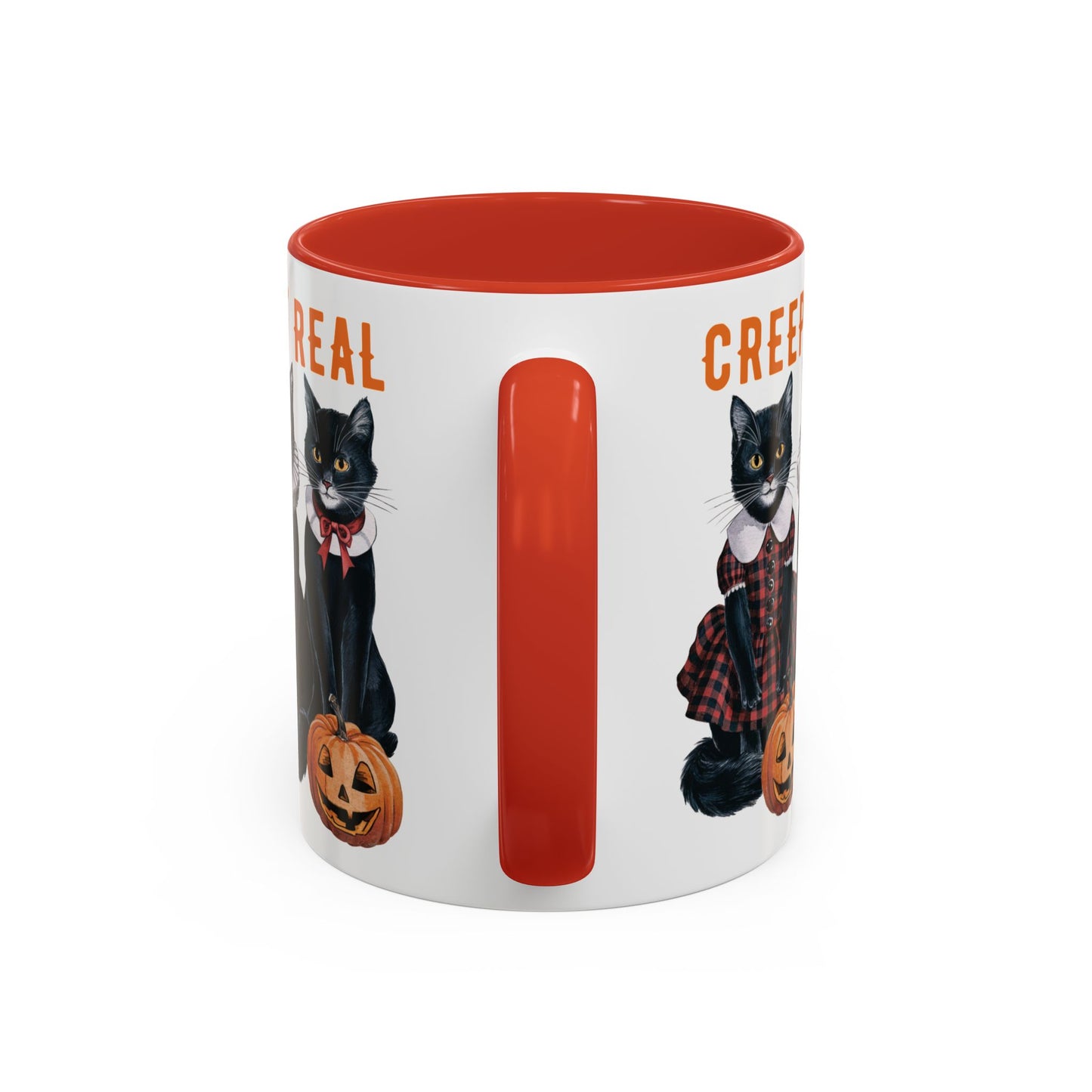 Creep It Real Halloween Mug | Black Cat and Pumpkin Design | Halloween Coffee Mug | Fall Drinkware