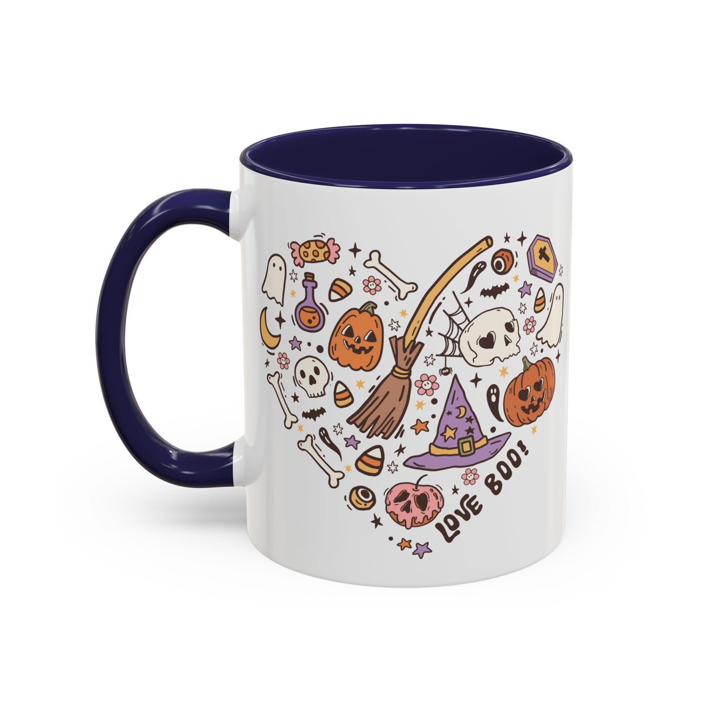 Love Boo! Halloween Mug | 11oz and 15oz Ceramic Coffee Cup | Spooky Heart Design