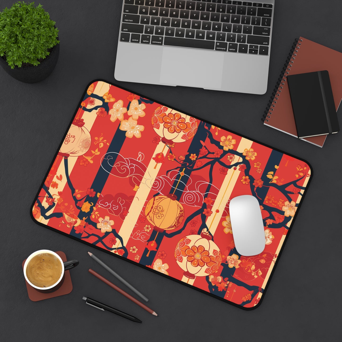 Asian Lantern Floral Mousepad, Gaming Mousepad, Large Mousepad, Keyboard Mouse Mat, Desk Pad for Work Game Home XL 3 Sizes