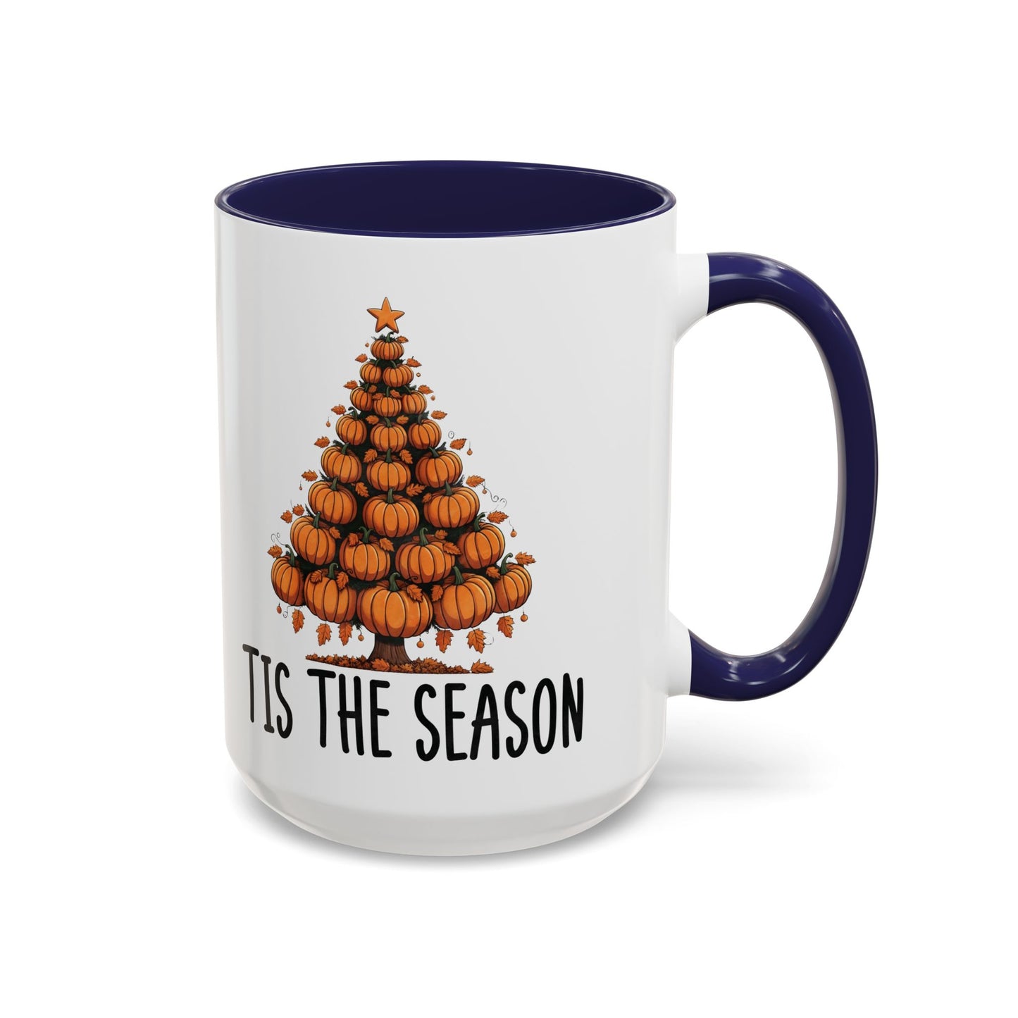 Tis the Season Pumpkin Tree Mug | 11oz and 15oz Ceramic Coffee Cup | Festive Fall & Holiday Design