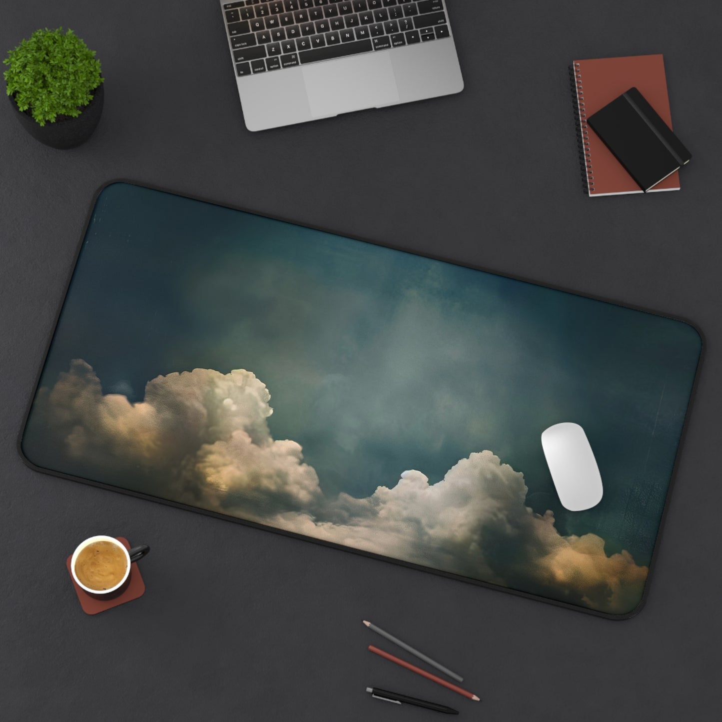 Serene Clouds Computer Desk Mat | Tranquil Sky Mouse Pad | Anti-Slip Neoprene Desk Mat for Home Office | 3 Sizes Available