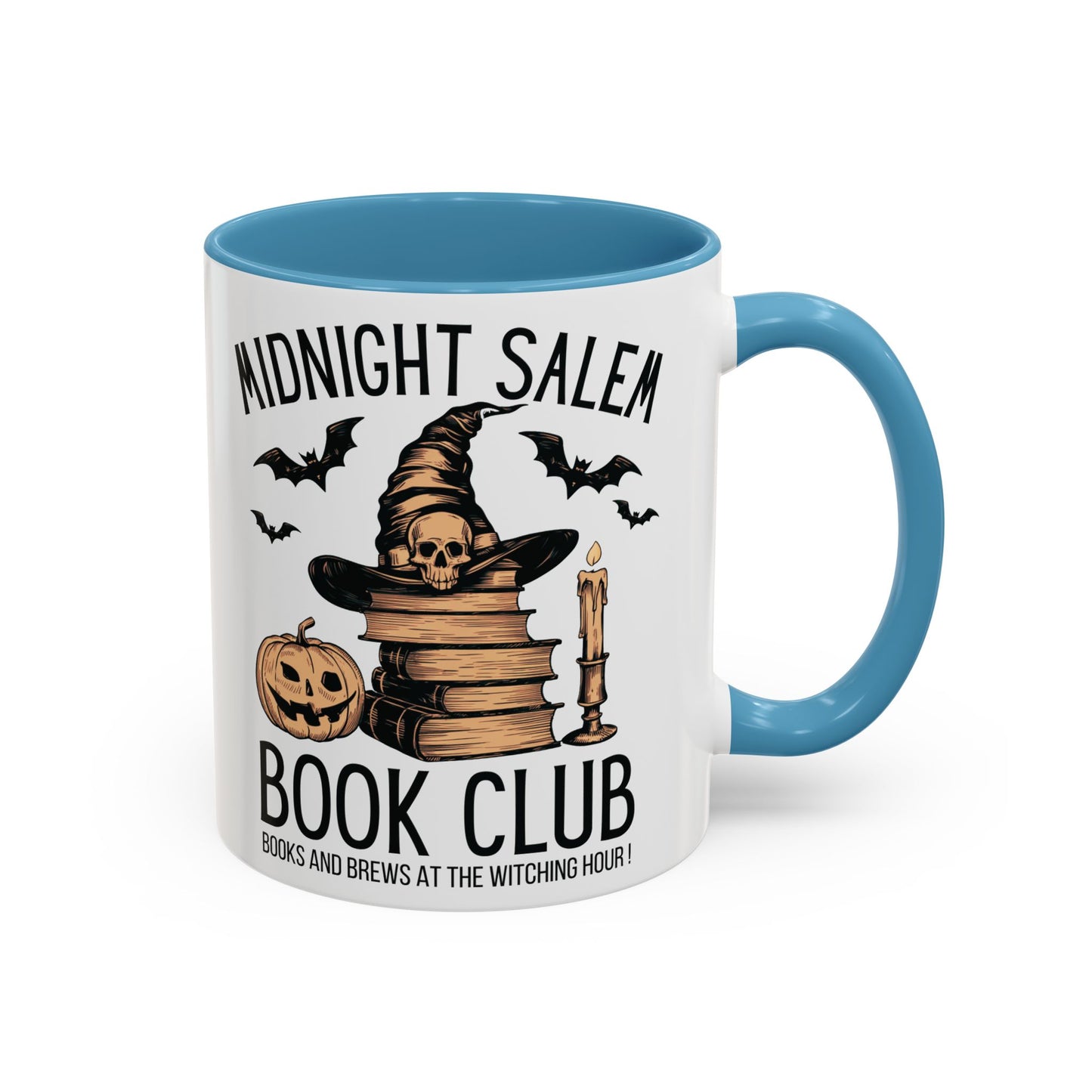 Midnight Salem Book Club Mug | Witchy Skull and Book Design | Halloween Coffee Mug | Spooky Fall Drinkware