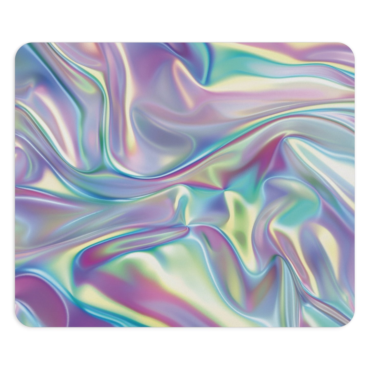 Holographic Silk Design Personalized Mouse Pad - Custom Round or Rectangle Neoprene Mousepad with Non-Slip Rubber Bottom