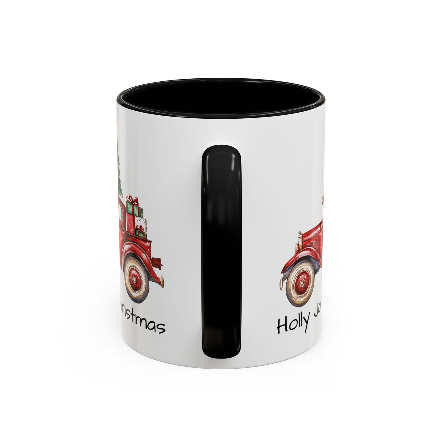 Holly Jolly Christmas Vintage Truck Mug - Vintage Red Truck with Christmas Tree Design - Perfect for Holiday Cheer