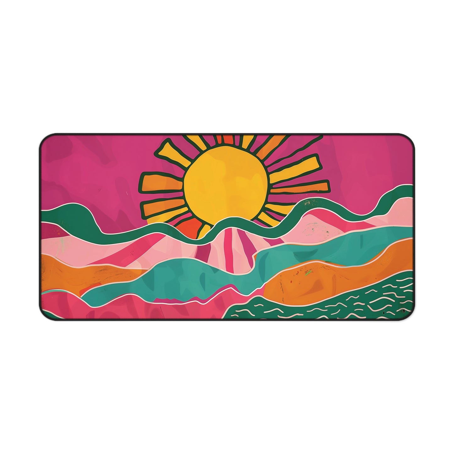 Colorful Sunrise Desk Mat | Vibrant Abstract Design | Neoprene | Anti-Slip | 3 Sizes