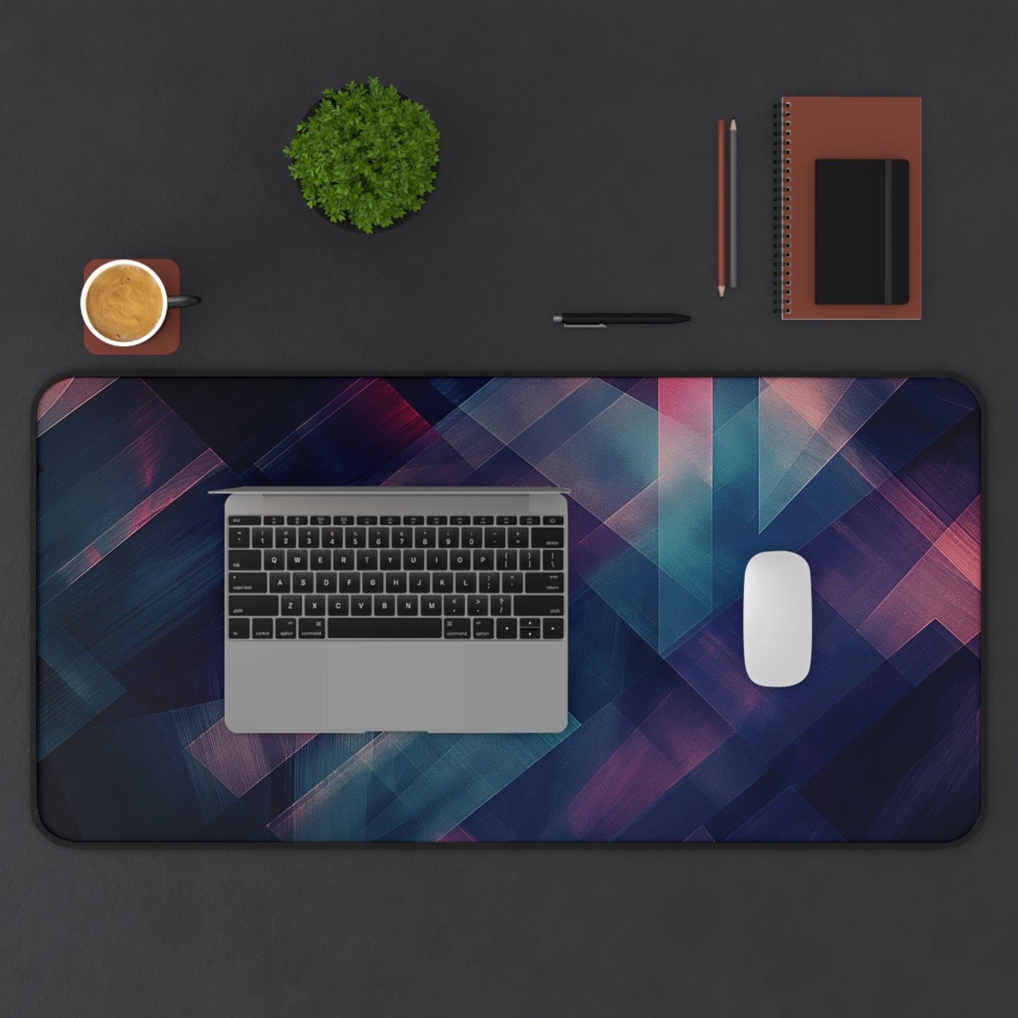 Geometric Abstract Desk Mat | Modern Neoprene Mouse Pad | Anti-Slip Office Desk Mat | 3 Sizes Available