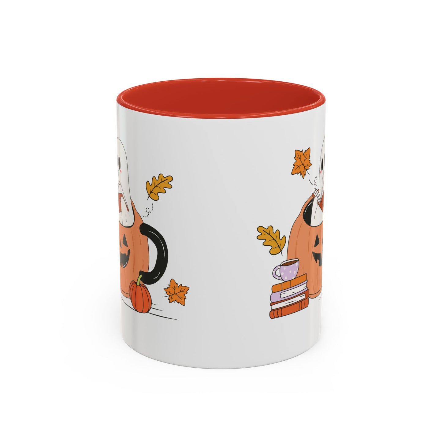 Cozy Ghost in Pumpkin Mug | 11oz and 15oz Ceramic Coffee Cup | Cute Autumn & Halloween Design