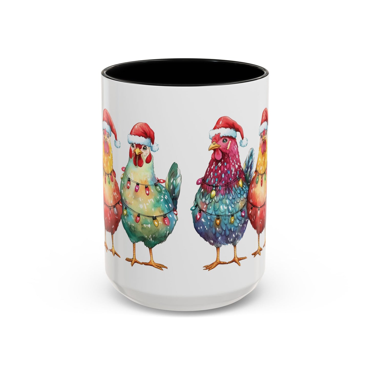 Christmas Chickens Mug - Festive Holiday Chicken Trio Design - Perfect for Farmhouse Christmas Decor