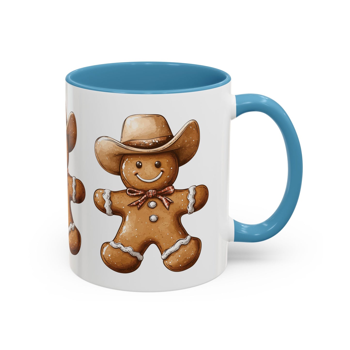 Cowboy Gingerbread Man Tan Hat Ceramic Mug - Festive Western Holiday Design - Perfect for Christmas and Cookie Lovers