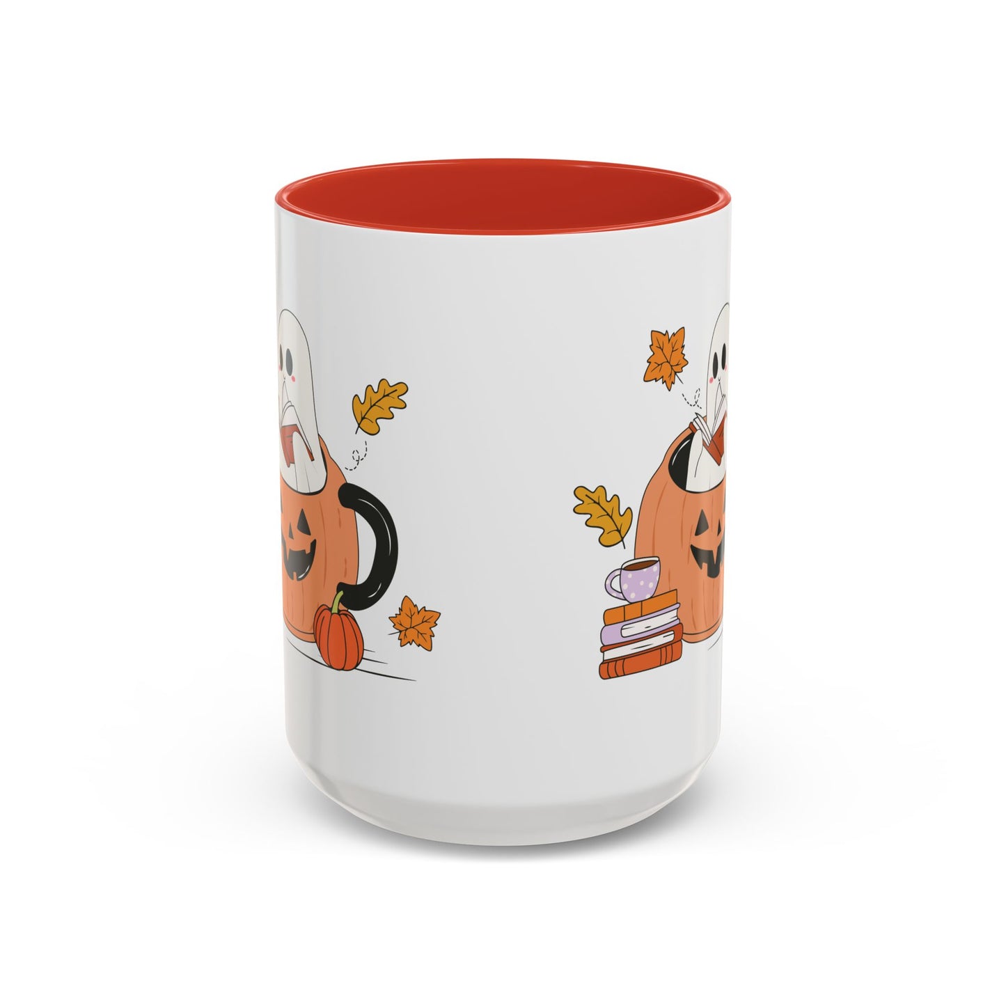 Cozy Ghost in Pumpkin Mug | 11oz and 15oz Ceramic Coffee Cup | Cute Autumn & Halloween Design