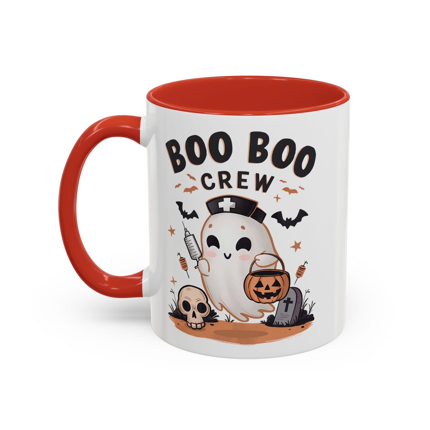 Boo Boo Crew Halloween Mug | Cute Ghost Nurse Design | 11oz and 15oz Ceramic Coffee Cup