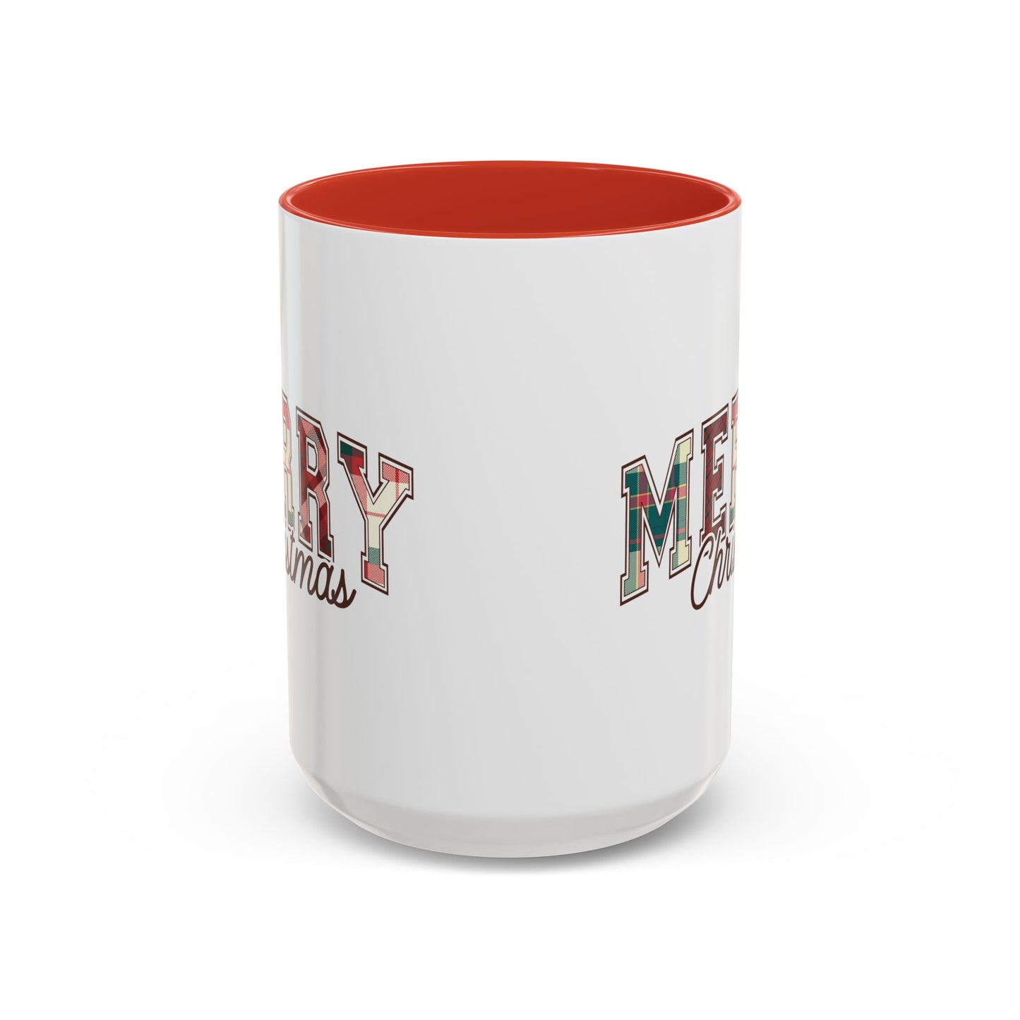 Merry Christmas Mug | Plaid Holiday Text Design | Festive Coffee Cup