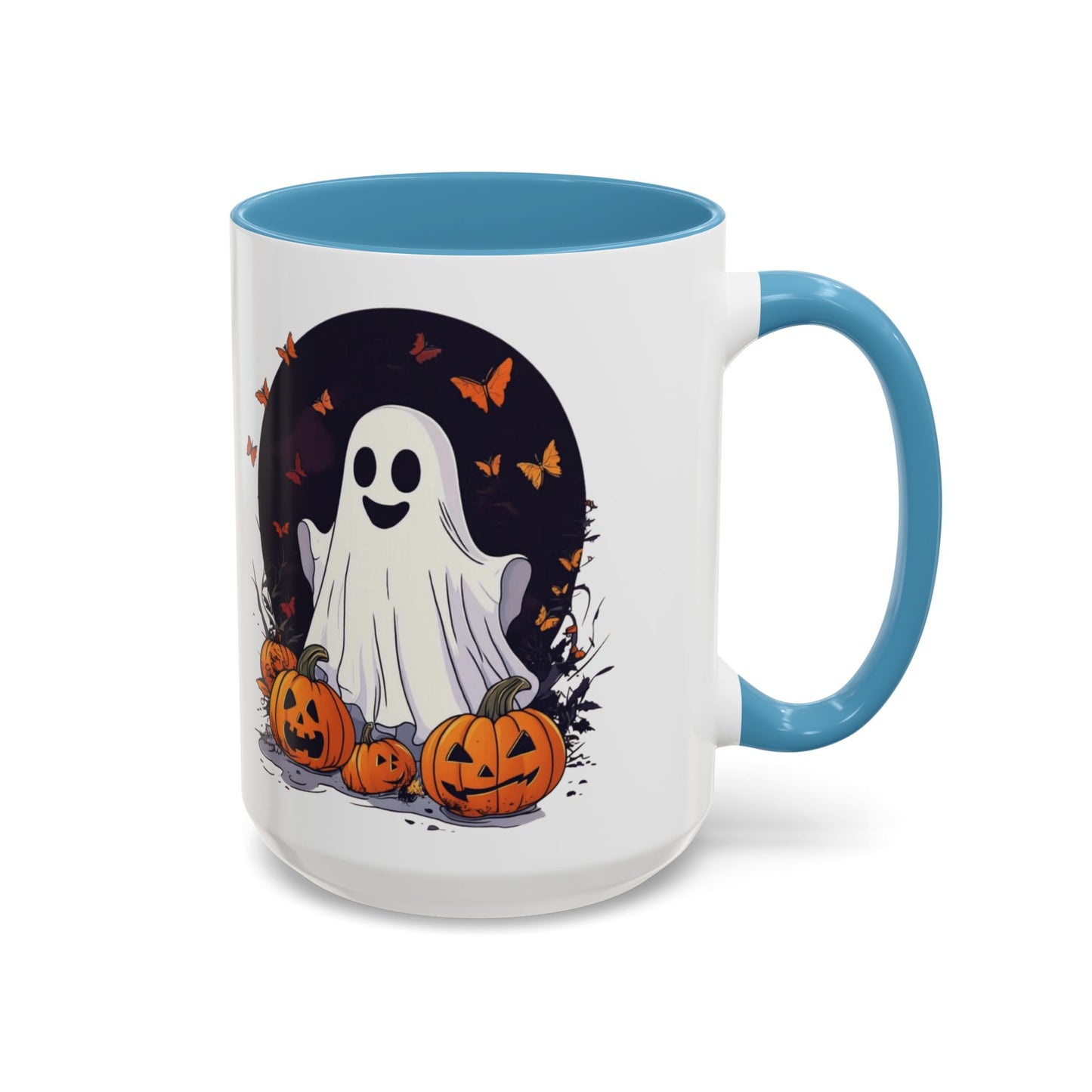 Halloween Ghost Mug - Cute Pumpkin Coffee Cup - White Ceramic Mug with Red Accent - Perfect Spooky Gift - 11oz & 15oz - BPA Free