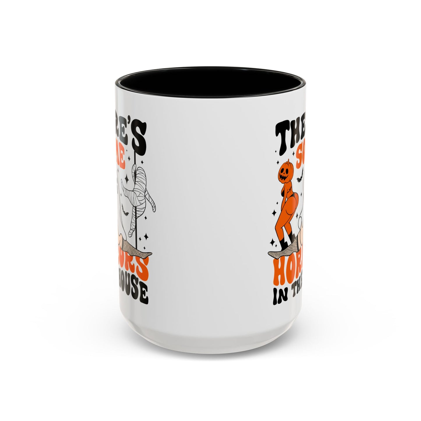 Theres Some Horrors in This House Funny Halloween Mug | 11oz and 15oz Ceramic Coffee Cup | Ghost and Pumpkin Design