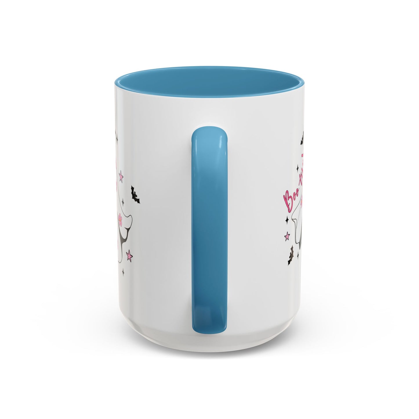 Boo-tiful Halloween Ghost Mug | 11oz and 15oz Coffee Cup | Cute Floral Design | Pink, Red, Black, Light Blue, or Navy Handle and Interior