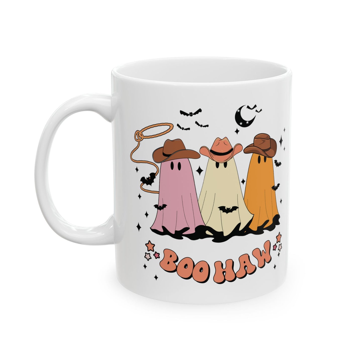 Boo Haw Ghost Mug | Cowboy Halloween Coffee Cup | Western Spooky Mug