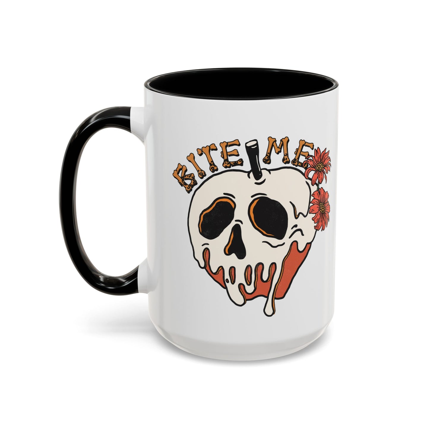 Bite Me Halloween Mug | Poison Apple Skull Design | Spooky Coffee Mug | Fall Drinkware | Gothic Gift Idea