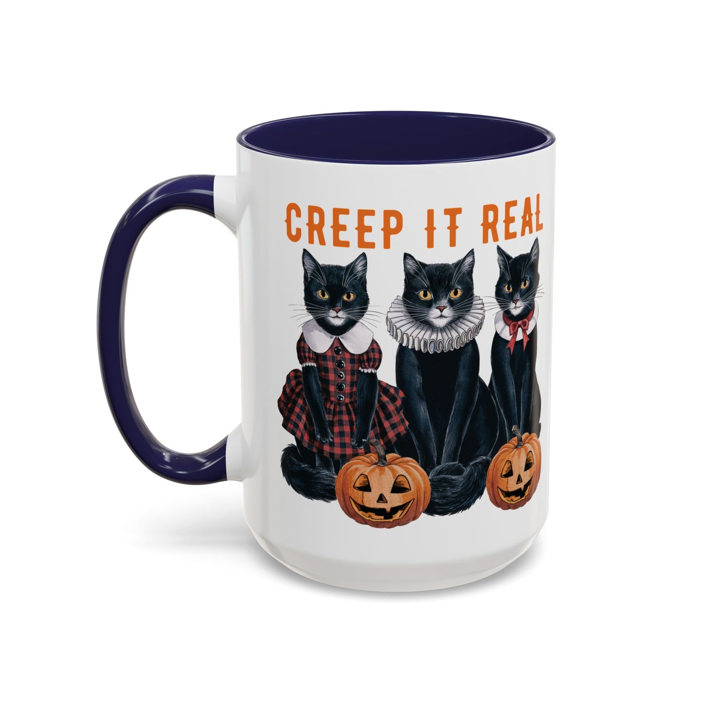 Creep It Real Halloween Mug | Black Cat and Pumpkin Design | Halloween Coffee Mug | Fall Drinkware