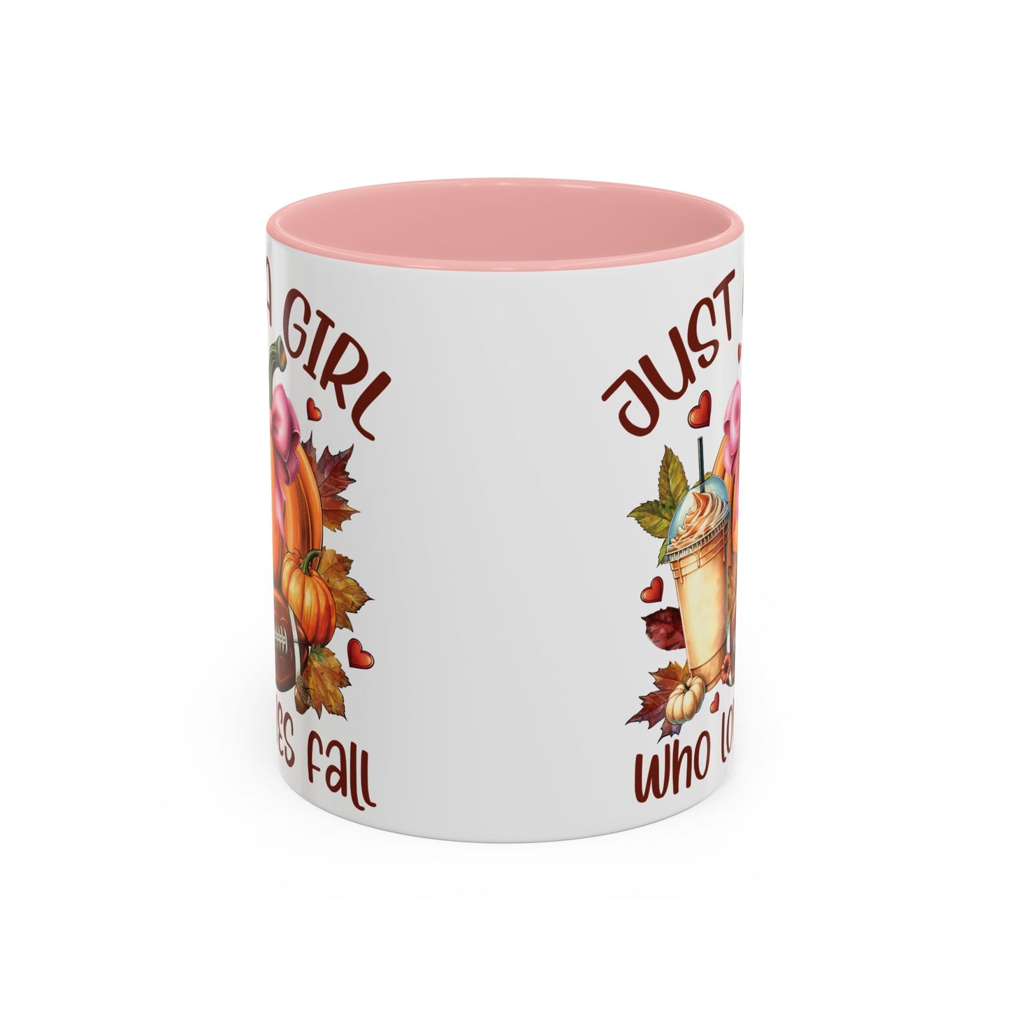 Just a Girl Who Loves Fall Mug | 11oz and 15oz Ceramic Coffee Cup | Autumn, Pumpkin, and Football Design