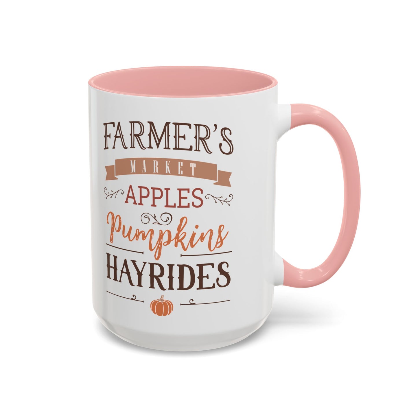 Farmers Market Fall Mug | 11oz and 15oz Ceramic Coffee Cup | Apples, Pumpkins, & Hayrides Autumn Design