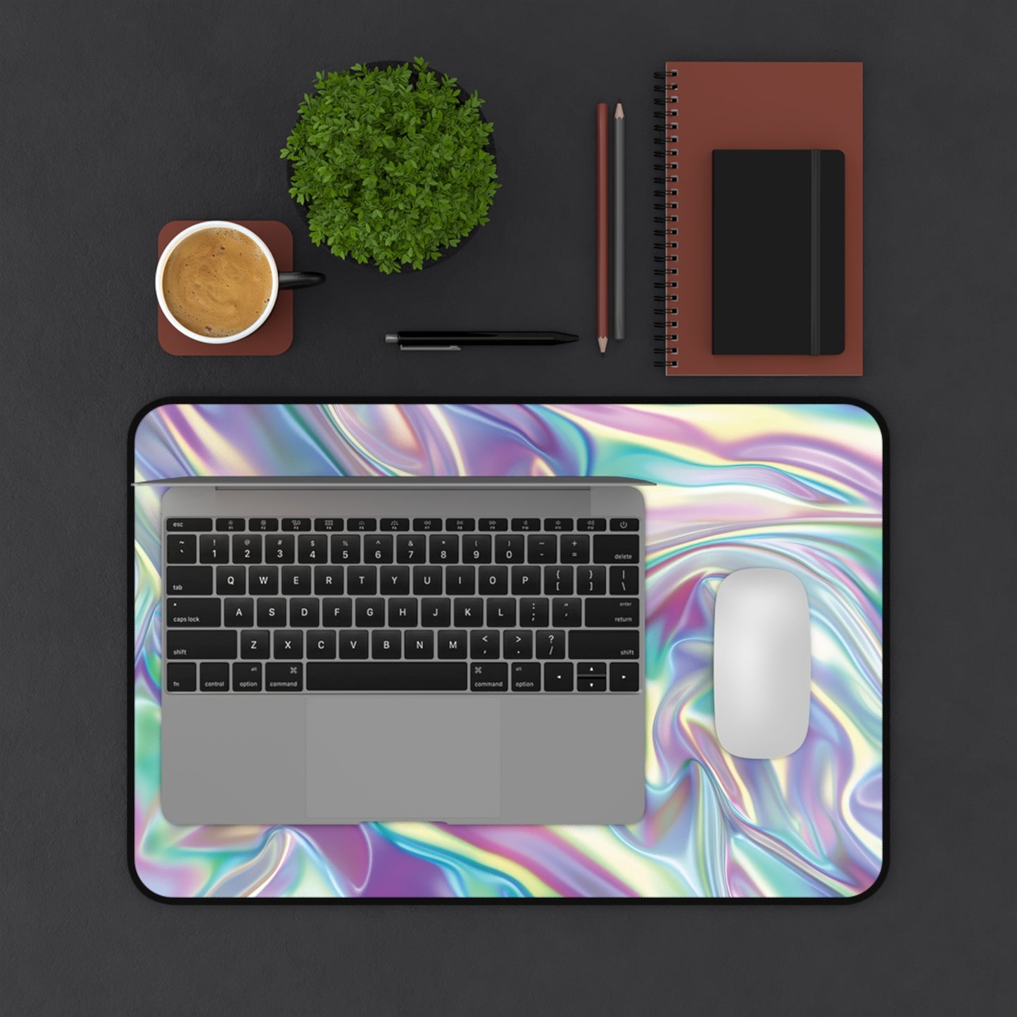 Iridescent Satin Look Desk Mat | Neoprene | Anti-Slip | 3 Sizes