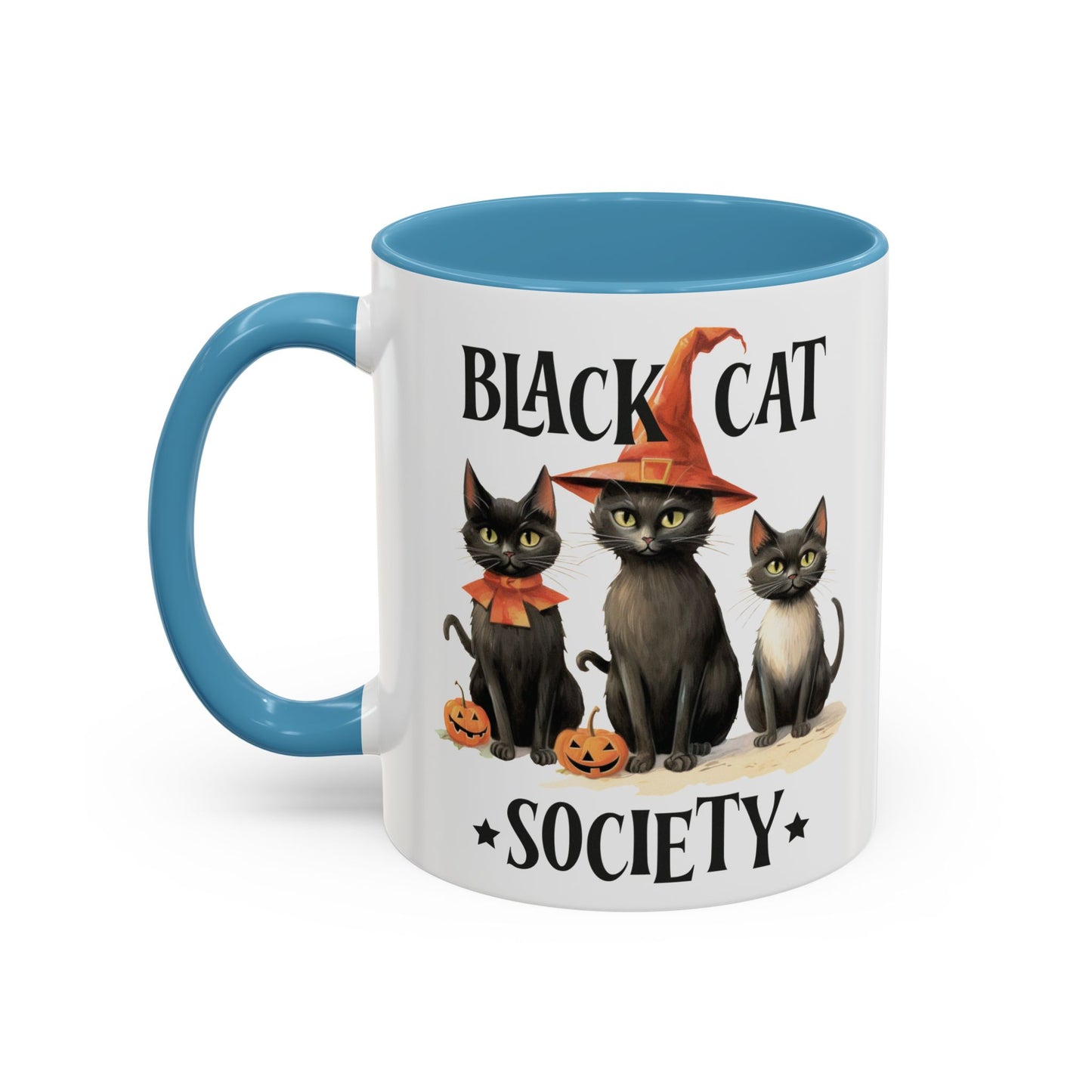 Black Cat Society Halloween Mug | Cute Black Cat Coffee Mug | Halloween Fall Drinkware | Witchy Cat Design