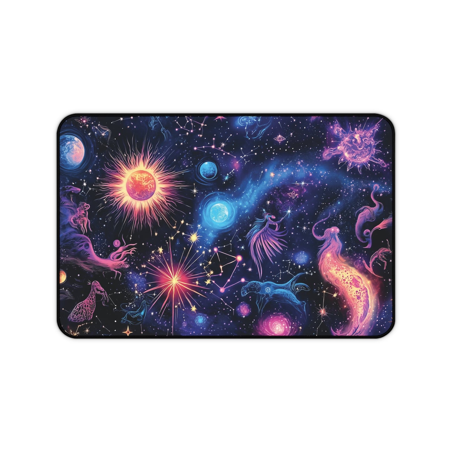 Zodiac Galaxy Desk Mat | Neoprene | Anti-Slip | Vibrant Constellation & Cosmic Design | Office Gaming Decor | 3 Sizes