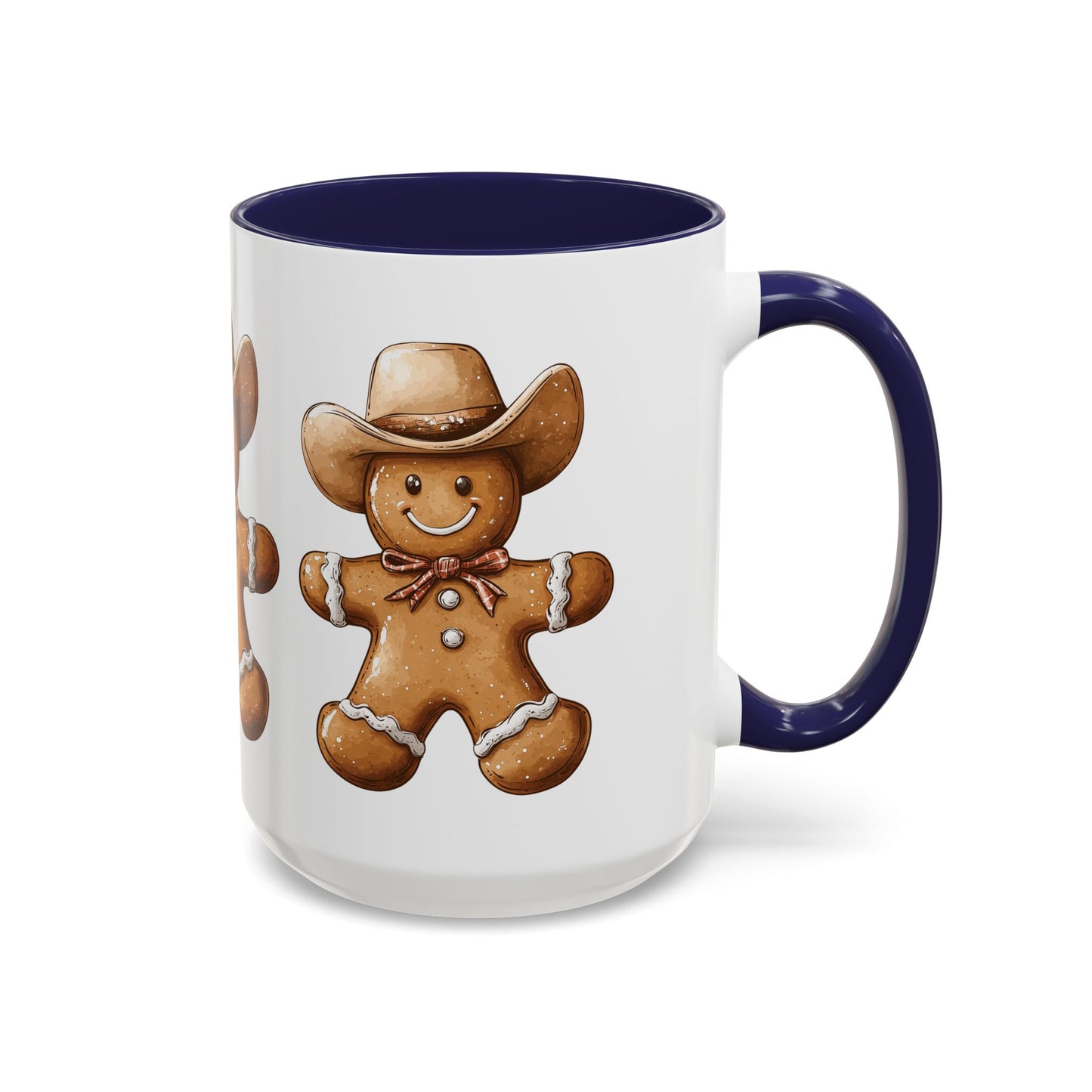 Cowboy Gingerbread Man Tan Hat Ceramic Mug - Festive Western Holiday Design - Perfect for Christmas and Cookie Lovers