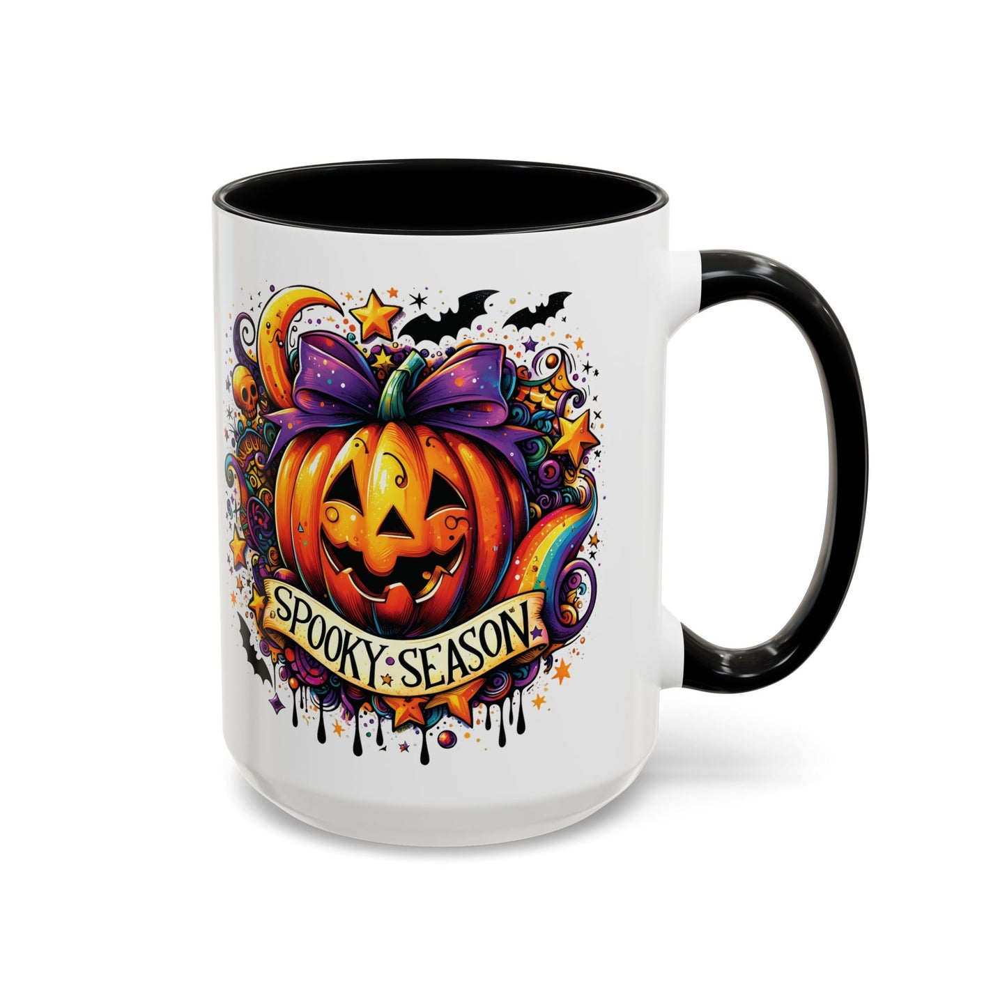 Spooky Season Halloween Mug | Colorful Pumpkin Design | 11oz and 15oz Ceramic Coffee Cup